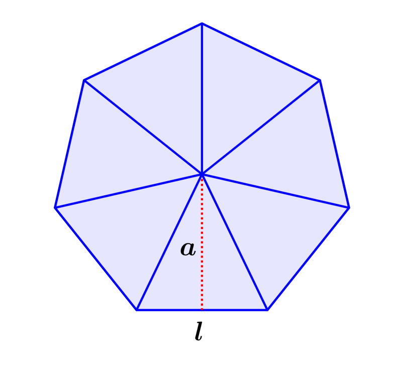 diagrama de um heptágono com apótema