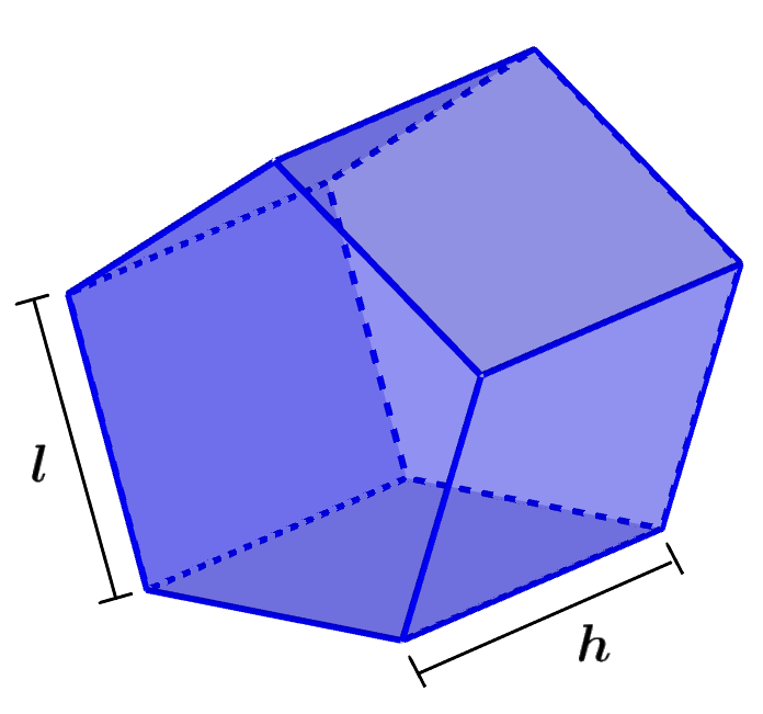 diagrama do prisma pentagonal com dimensões