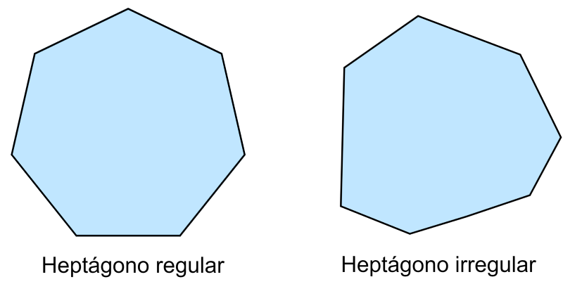 heptágono regular e heptágono irregular