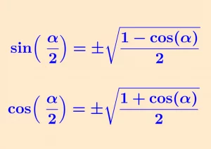 identidades de meio ângulo de senos e cossenos